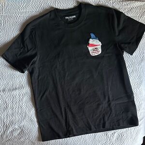 True Religion Black Graphic T-Shirt with Cupcake Patch